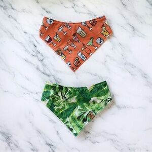 DOG Bandana - Cocktails & Green Leaves (Reversible) - Size M Medium